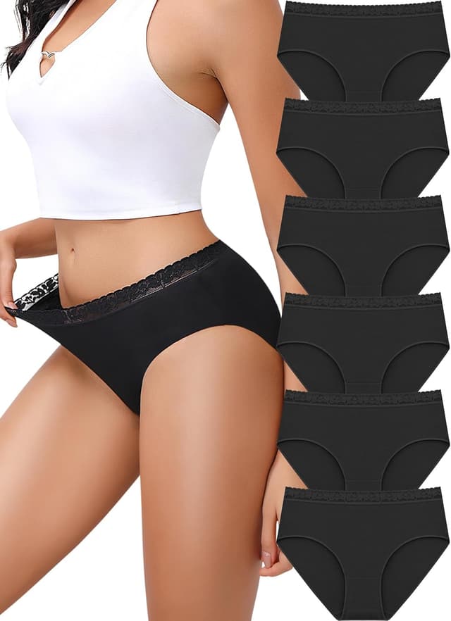 Detalle de BeReady Mutande Donna in cotone con pizzo morbido e traspirante, confezione da 6 slip (S–XXL)