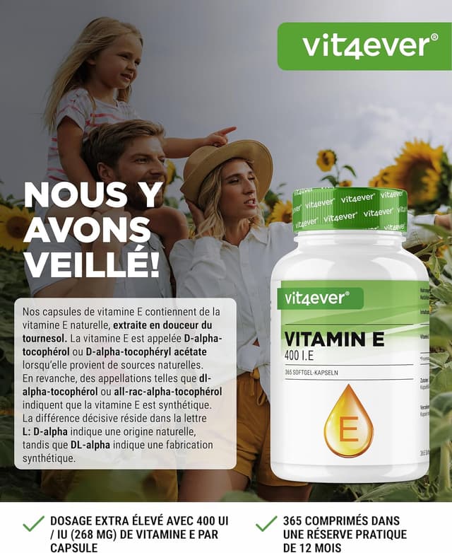 Detalle 2 de Vit4ever Vitamine E naturelle 400 U.I. – 365 capsules softgel