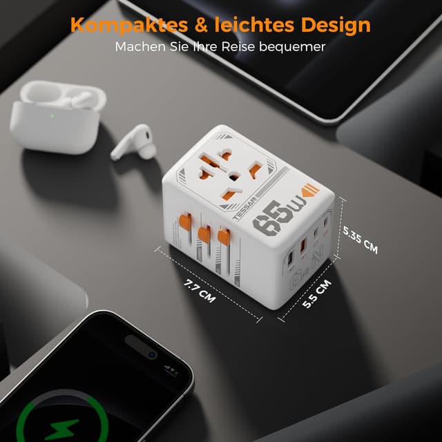 Thumbnail 4 de TESSAN 65W GaN Reiseadapter für Welt