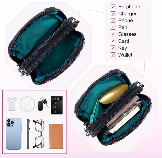 Detalle de SUCIKORIO borsetta porta cellulare da donna impermeabile con tracolla regolabile