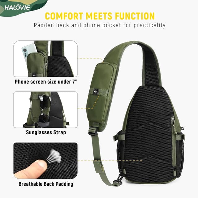 Thumbnail 4 de HALOVIE Brusttasche Anti-Diebstahl Slingbag Umhängetasche Crossbody – mit RFID-Schutz und MOLLE