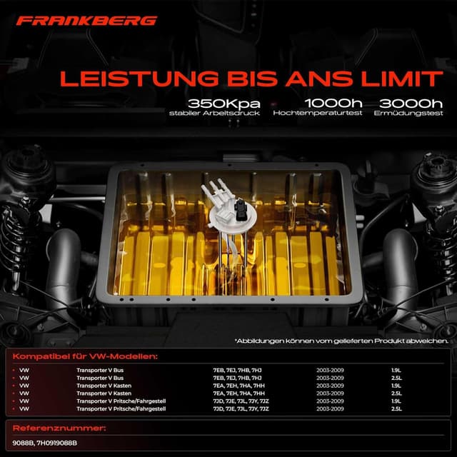 Detalle de Frankberg Kraftstoffpumpe / Dieselpumpe Kraftstoff-Fördereinheit Modul-Satz ohne Drucksensor (4-polig) – passend für Transporter V, 7H0919088B
