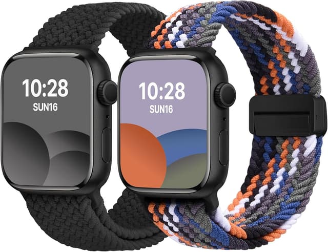 Detalle de Fullmosa Cinturino intrecciato in nylon elastico per Apple Watch (compatibile 44/46/42/49/41/40 mm) con chiusura magnetica