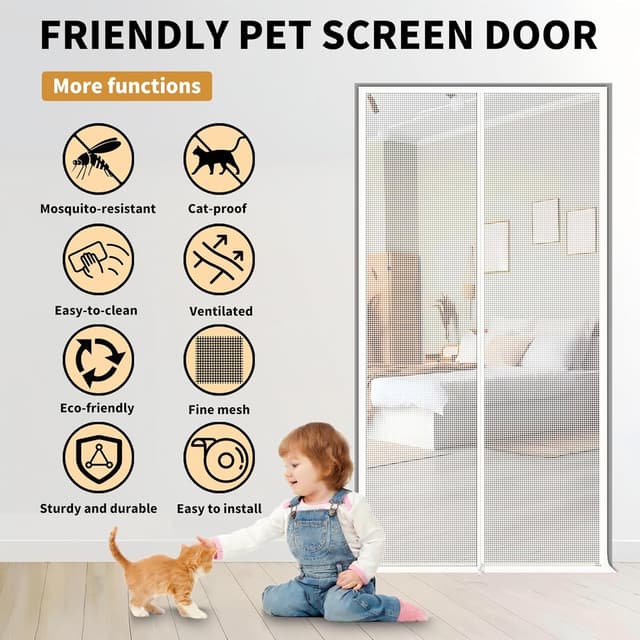 Detalle de LAIJIANG reinforced cat screen door 110x220cm
