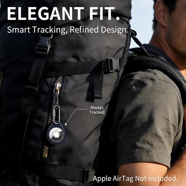 Detalle de Air Tag Holder Keychain TPU Case + Metal Carabiner (4-Pack) for Apple Air Tag 1st/2nd Gen