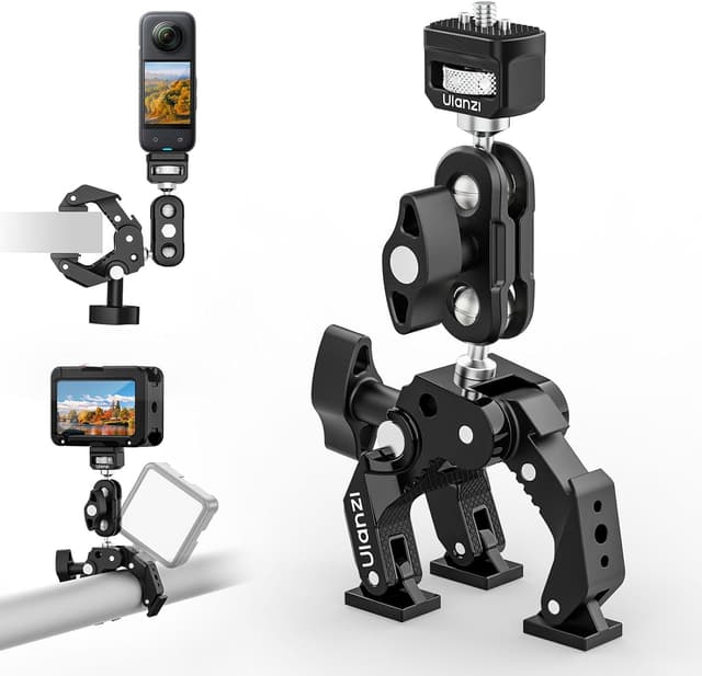 Detalle de ULANZI C078 Super Clamp Kamerahalterung mit Magic Arm, 360° Dual-Kugelkopf und 1/4" Gewinde