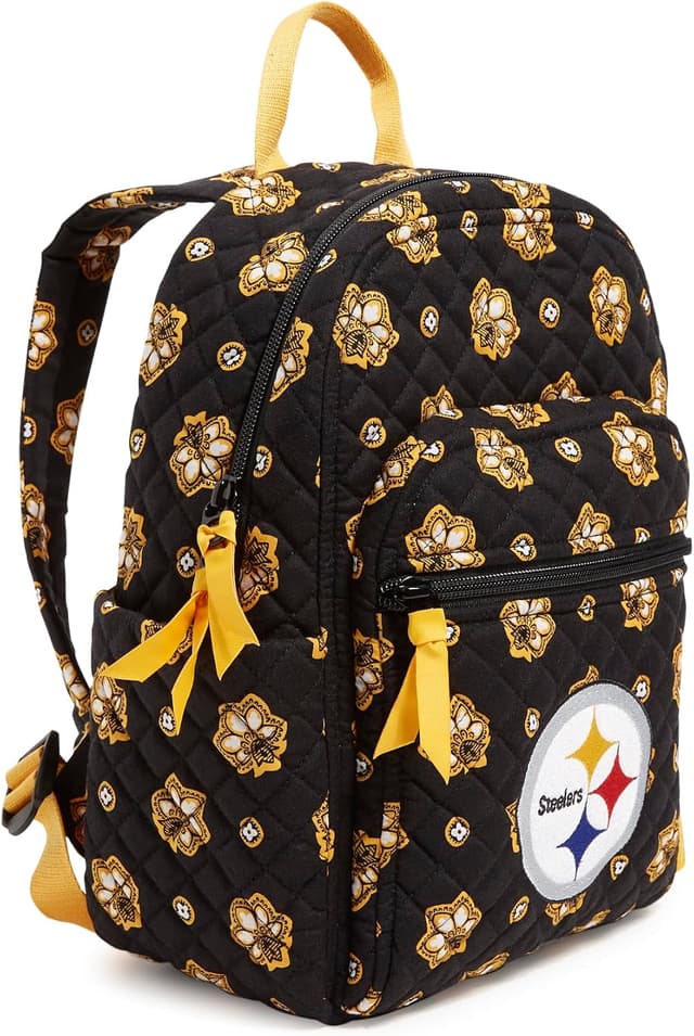 Detalle de Vera Bradley Women’s Cotton NFL Small Backpack (Multiple Teams Available) — Pittsburgh Steelers Steelersonblack/Yellow Bandana