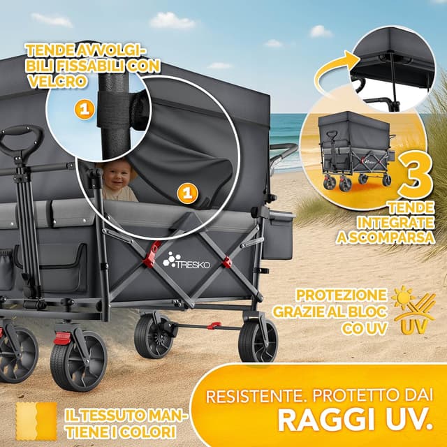 Thumbnail 3 de TRESKO Carrello pieghevole con tetto 150 kg