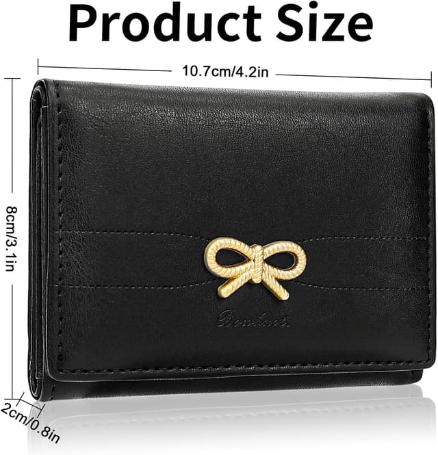 Detalle de Farcauo Damen-Portemonnaie klein mit Ausweisfach und Kartenfächern – Mini-Geldbörse mit Schleife