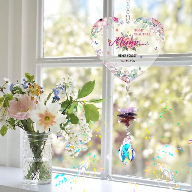 Detalle de Crystal Suncatcher for Mum – “To My Beautiful Mum Never Forget I Love You” gift for Mother’s Day, birthday & more