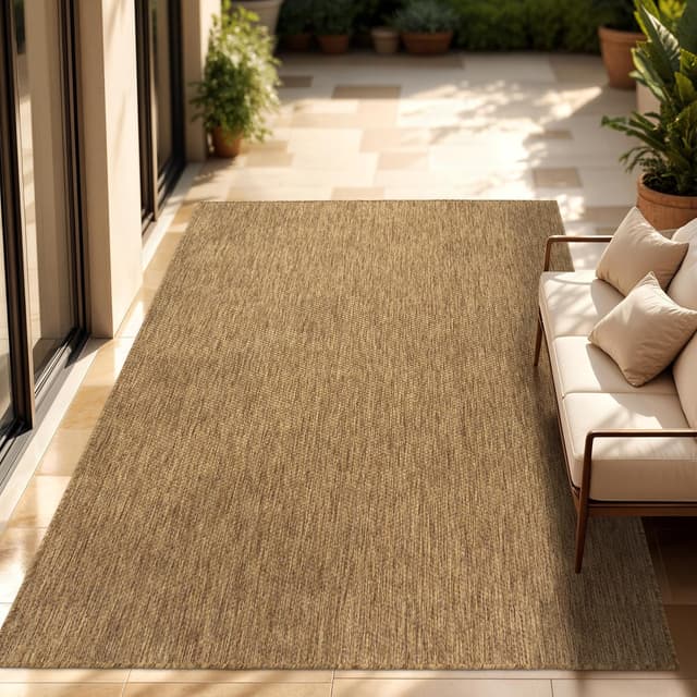 Detalle de Tapis intérieur et extérieur Paco Home 300x400 cm monochrome moucheté café