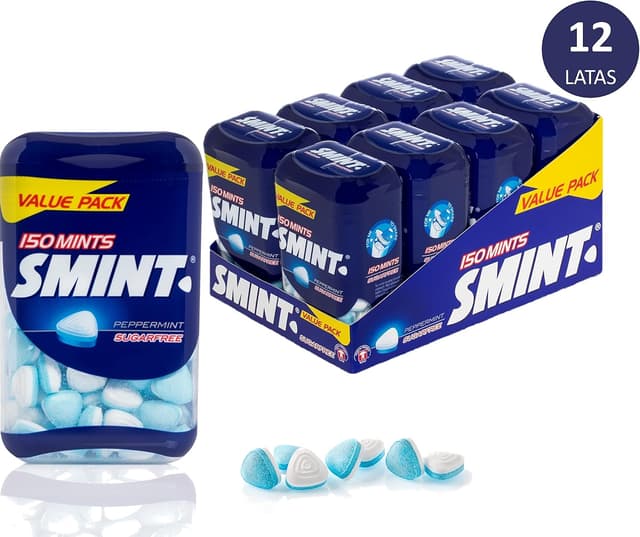 Detalle 2 de Smint Bote Ahorro Menta y Caramelo Sin Azúcar 🍬 (8x150)