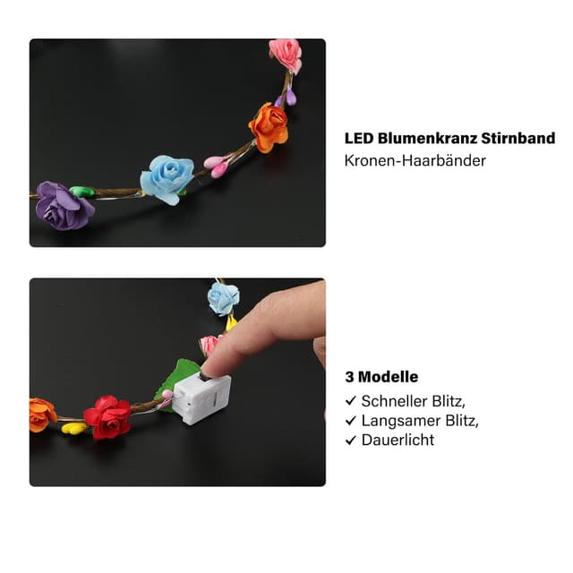 Detalle 2 de 12 Stück LED Blumenkranz Stirnband