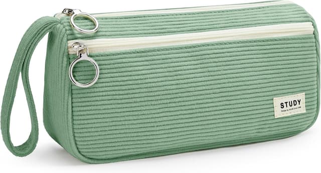 Detalle de KALIDI Cord-stoff Federmäppchen mit 3 Fächern – große Kapazität für Schule & Büro