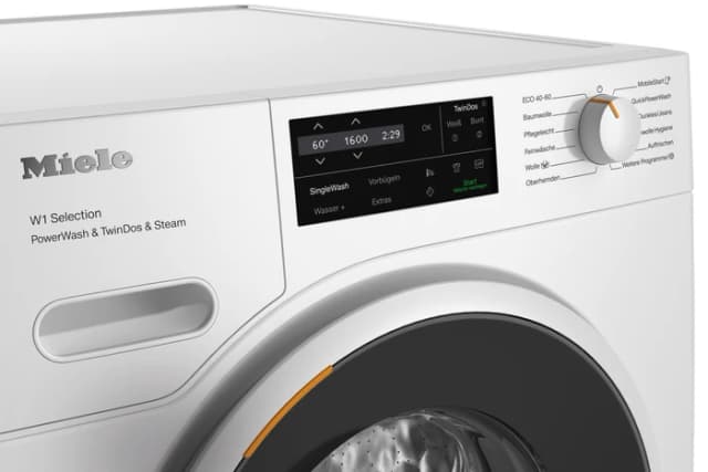 Detalle de Miele WSJ 883 WCS PowerWash mit TwinDos & Steam – Waschmaschine für schnelle, hygienische Reinigung