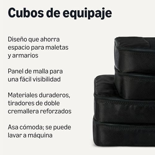 Detalle 2 de Amazon Essentials juego de 4 cubos para viaje con doble cremallera y panel de malla (2 medianos/2 grandes)