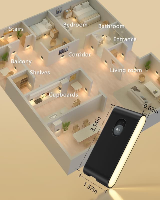 Thumbnail 6 de WILLED LED-Nachtlicht mit Bewegungsmelder (4er-Set) – aufladbare USB-Treppenlichter mit 3 Modi