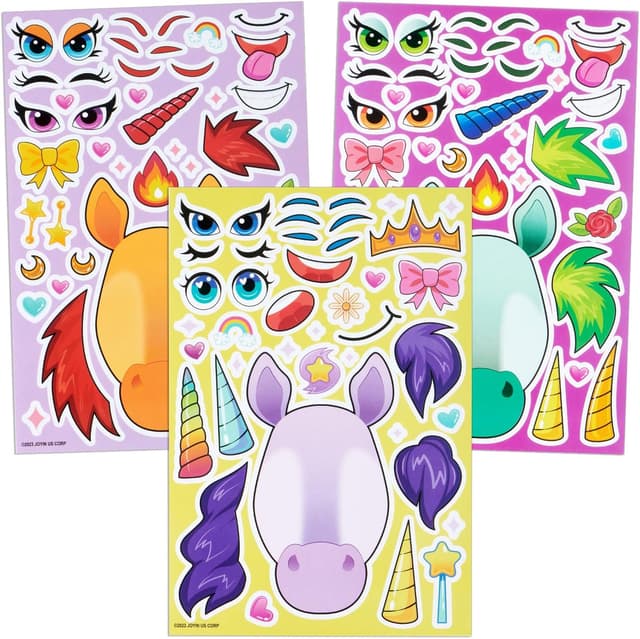 Detalle 2 de JOYIN unicorn sticker faces set 36 pcs