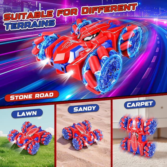 Detalle 2 de Kssvzz Spider 2.4GHz 360° Double-Sided 4WD RC Stunt Car with Cool Lights