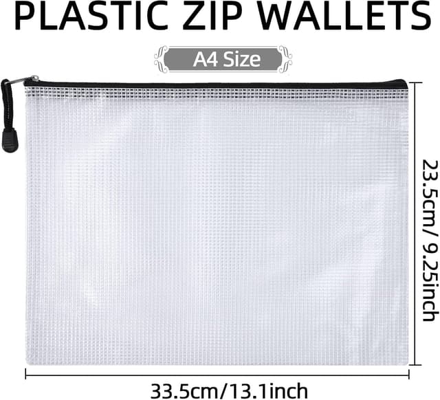 Detalle 2 de Plastic Wallets A4 Zip Folder 24 pack