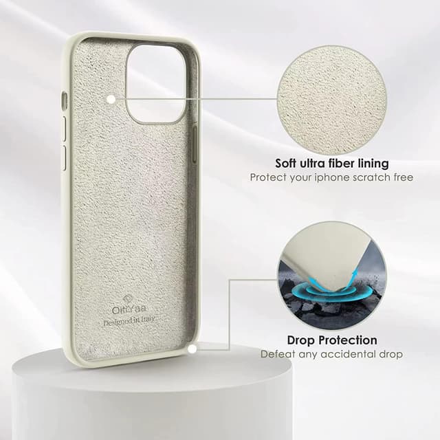 Detalle 2 de OIIAEE Liquid Silicone Case for iPhone 13 Pro Max (6.7 inch) – Ultra-slim shockproof cover in Stone