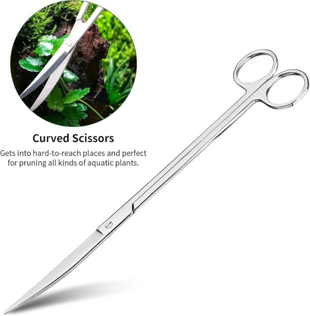 Detalle de Houbobo 4PCS Aquascape Tools Aquarium Kit (stainless steel) for plant trimming, algae scraping and substrate tidying