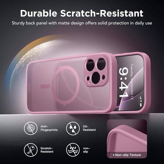 Detalle 2 de GOLBINBOX Magnetic Case for iPhone 16 Pro Max with Privacy Screen Protector (MagSafe compatible) – Blackcurrant