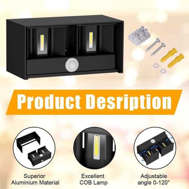 Detalle 2 de Klighten 24W applique détecteur de mouvement