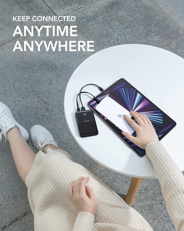 Detalle 2 de Charmast 10000mAh Mini Power Bank (20W) with USB-C PD3.0 and LED battery display