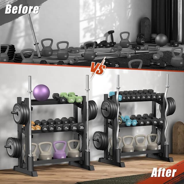 Thumbnail 6 de 3-Tier Dumbbell Rack (1100LB Capacity) Adjustable Weight Rack for Home Gym