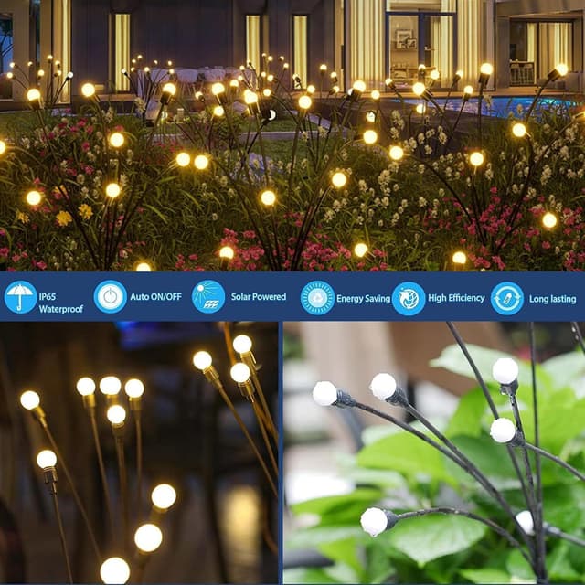 Detalle de Catena luminosa solare a “lucciola” Cnulenzt, 4 pezzi da esterno con 10 LED e luce bianco caldo