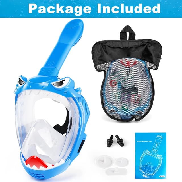 Thumbnail 6 de Kids Full Face Snorkel Mask with 180° Panoramic View and Dry Top System
