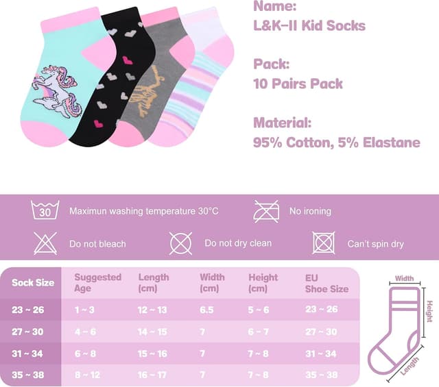 Thumbnail 6 de L&K-II calzini da ginnastica per bambina in cotone, motivi colorati (confezione 10/12 paia)