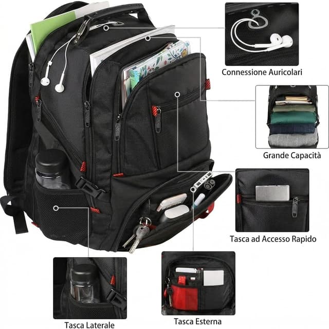 Detalle de MATEIN Zaino Uomo Grande 55L con porta PC 18,4 pollici, impermeabile e con ricarica USB