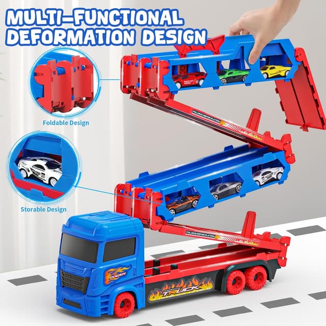 Thumbnail 3 de Carrier Truck Toys 65-inch Foldable Transporter with 10 Cars 🚚