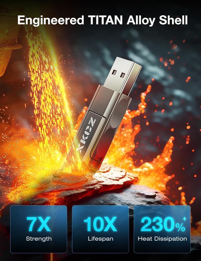 Detalle de XKCZ 4-in-1 USB-C Cable with Wattage Display (240W, 5FT)