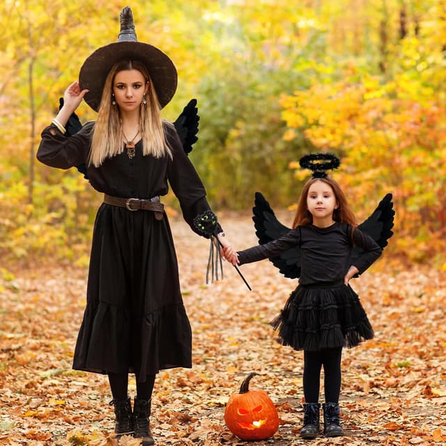 Detalle 2 de Newthinking Angel Wings and Halo Costume Set (Black) for Adults & Kids, 65 x 35cm