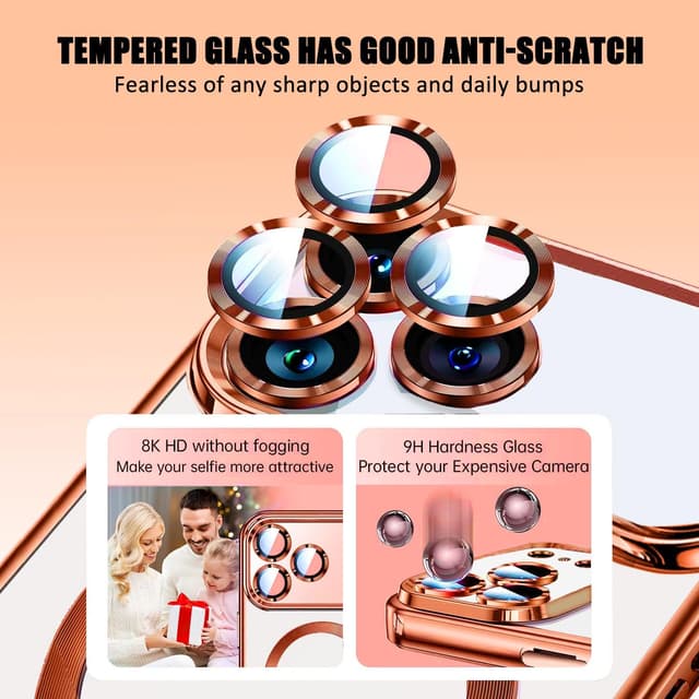 Thumbnail 6 de Misscase Magnetic for iPhone 17 Pro Clear Case with Camera Lens Protector & Privacy Screen (Orange edges)