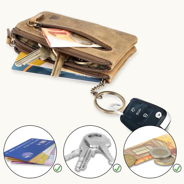 Detalle 2 de XXL Schlüsseltasche aus Leder mit 3 Fächern