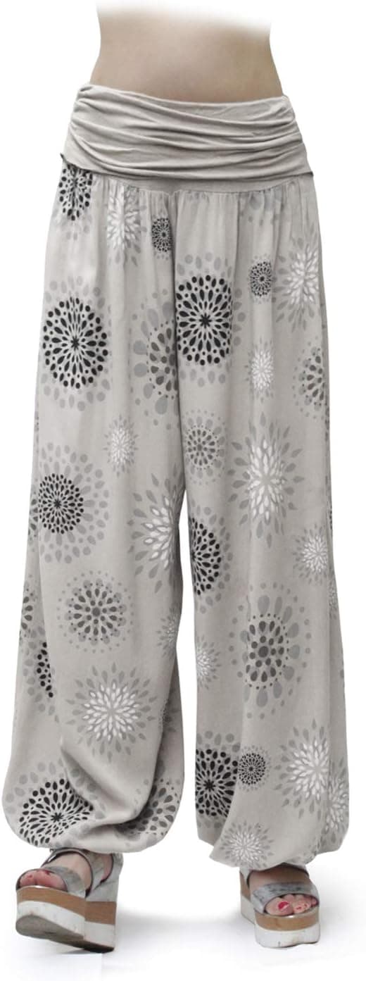 Detalle de Glamexx24 Damen Haremshose aus Viskose – leichte Pumphose im Aladin/Sarouel-Look für Sommer & Freizeit