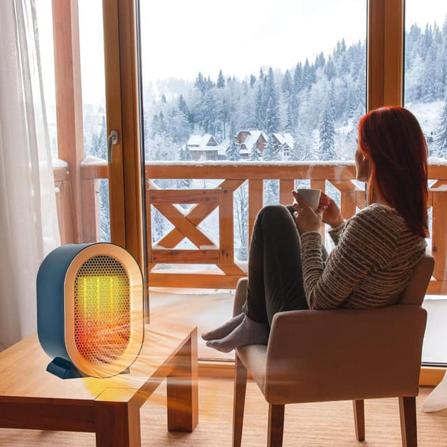 Detalle de Stufetta elettrica Basso Consumo per bagno e ambienti piccoli, 800/1200W con protezioni anti-ribaltamento