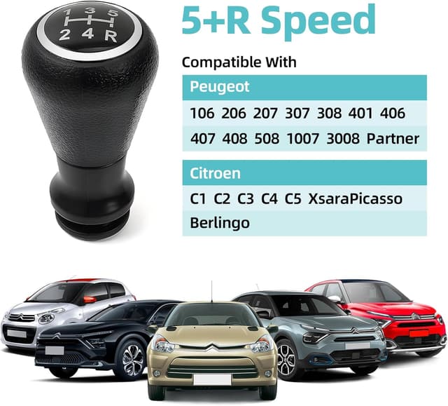 Detalle de Carehabi BillyBath pommeau de levier de vitesses manuel 5 vitesses noir et argent pour Peugeot/Citroën