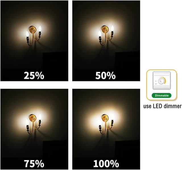 Detalle 2 de BELINGGO E14 Dimmable LED Candelabra Bulbs 4W (C35, 2700K) – Pack of 10