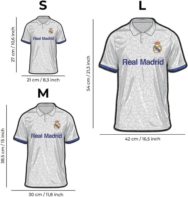 Detalle 2 de Iconic Puzzles Iconic Puzzles Real Madrid Jersey – Puzzle di legno 100% sostenibile, taglia M (270 pezzi)