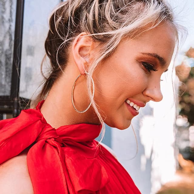 Detalle de MOROTOLE 14K Gold Strass Creolen – große Strass-Ohrringe mit S925-Steckern (Hypoallergen) in 20–70 mm