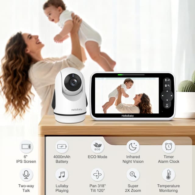 Detalle 2 de HelloBaby 6-Inch Video Baby Monitor