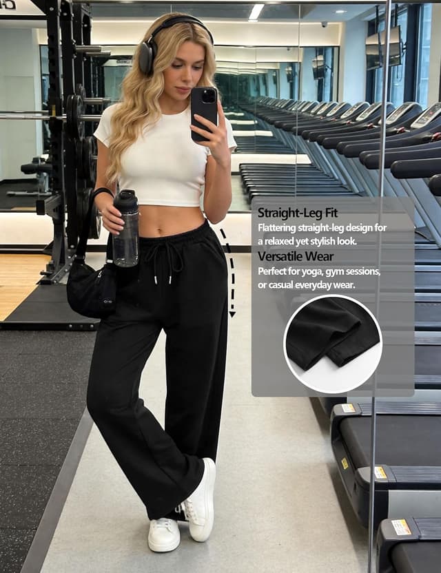 Detalle de Litherday Jogging femme en coton coupe ample : pantalon de sport à taille élastique