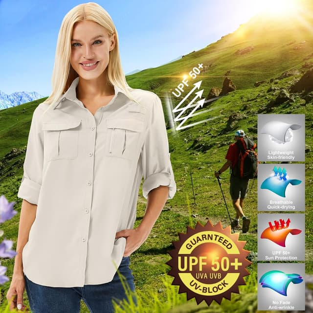 Thumbnail 5 de yeyity Hemdbluse Damen UPF 50 Langarm