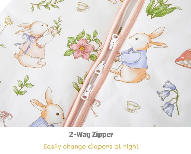 Detalle de Chilsuessy 2er-Set Baby-Schlafsack mit Füßen 2,5 Tog (80–100 cm) – Bär & Kaninchen