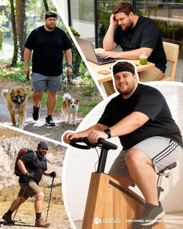 Detalle 2 de BOOJO 3-Pack Men’s Big and Tall Short-Sleeve Quick Dry Moisture-Wicking T-Shirts (3XL–5XL)